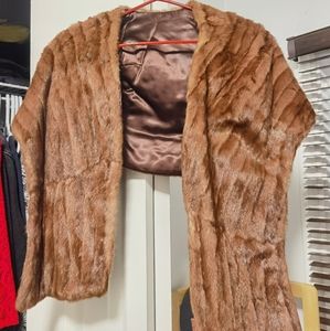 Vintage 50s Muskrat Genuine fur stole/cape